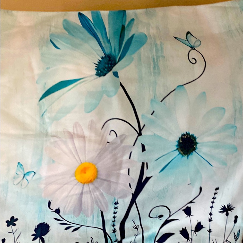 Floral Print Fabric with Blue and White Flowers